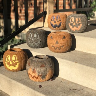 Concrete Pumpkin Planters 2